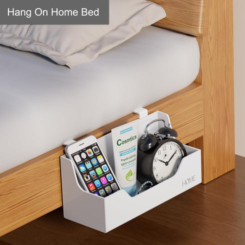 MATIMASU Bedside Caddy Hanging Storage Basket Little Size Plastic Beside Shelf Hang-on Storage Organizer for Collage