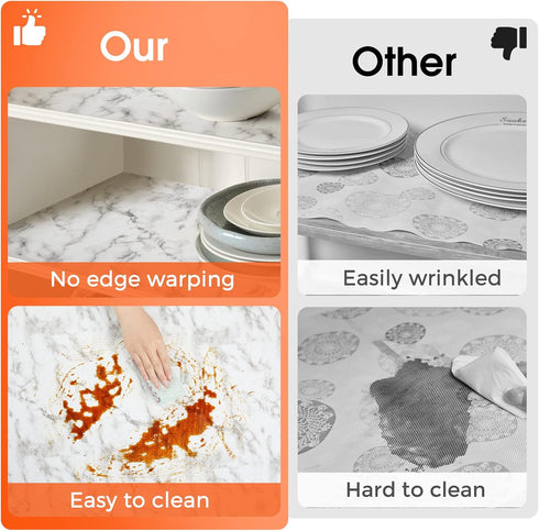 Shelf and Drawer Liner for Kitchen Cabinet - Non Adhesive Washable Liner for Cabinets, Dresser, Cupboard Drawers, White