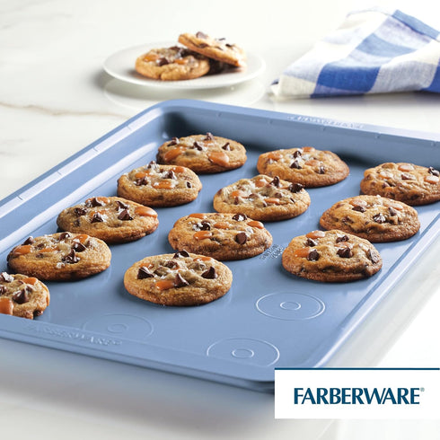 Farberware Easy Solutions Nonstick Bakeware Cookie Pan, 11 Inch x 17 Inch, with Drop Zones and Portion Marks
