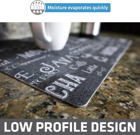Drymate Coffee Maker Mat, Absorbent & Waterproof Kitchen Counter Protector, 12” x 20” Java Chalkboard Accessory