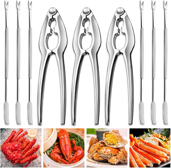 Vicsamer 9 PCS Lobster Crackers and Picks Set, Stainless Steel Crab Leg Tools,