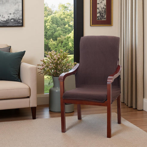 Deisy Dee Stretch Chair Slipcovers for Mid Century Accent Chairs (Dark Brown)