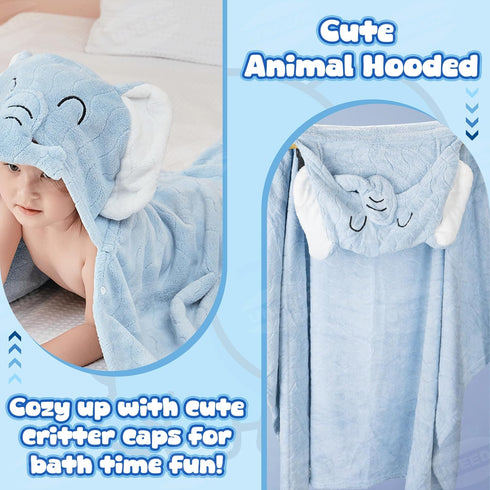 3-10,Kids 31 47 UNEEDE Blue Elephant Bath Hooded Towel for Kids,Extra Soft and Fast Drying Poncho for Toddlers Age