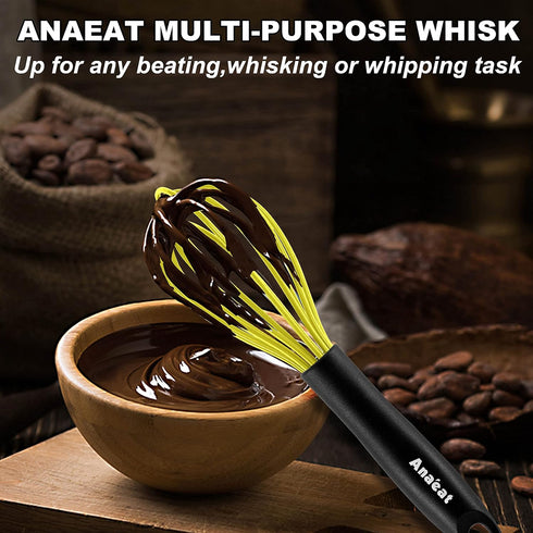 Anaeat Silicone Balloon Whisk, Heat Resistant Kitchen Whisks for Whisking, Cooking, Baking, Beating, Stirring
