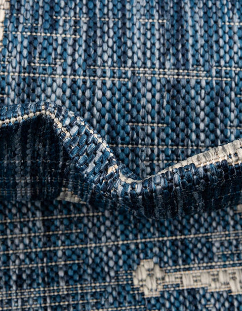 Unique Loom 2' 7" x 4' 1" Outdoor Coastal Area Rug - Ahoy, Hearth Blue/Ivory