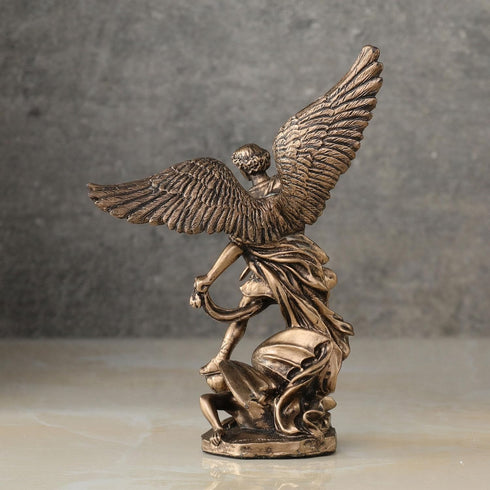 Veronese Design 4 Inch Archangel Saint Michael Figurine, Hand Painted Bronze Finish