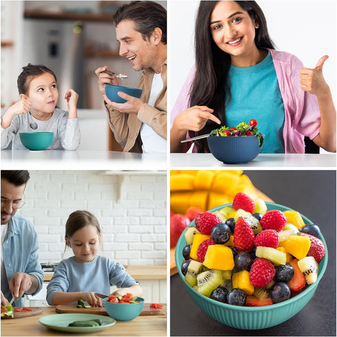 Unbreakable Cereal Bowls 24 oz - Set of 6 Lightweight Plastic Bowls Made of Wheat Straw Fiber for Salad, Soup, Ramen