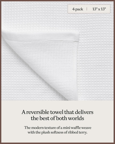 Cozy 60% 40% 13 13 Inches 4 Pack Earth Waffle Washcloths - Cotton Viscose from Bamboo Washcloths x - Soft & Absorbent
