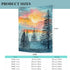 Mountain Yellow Sunset Forest Tapestry, Blue Watercolor Fir Tree Landscape Wall Hanging for Bedroom Living Room