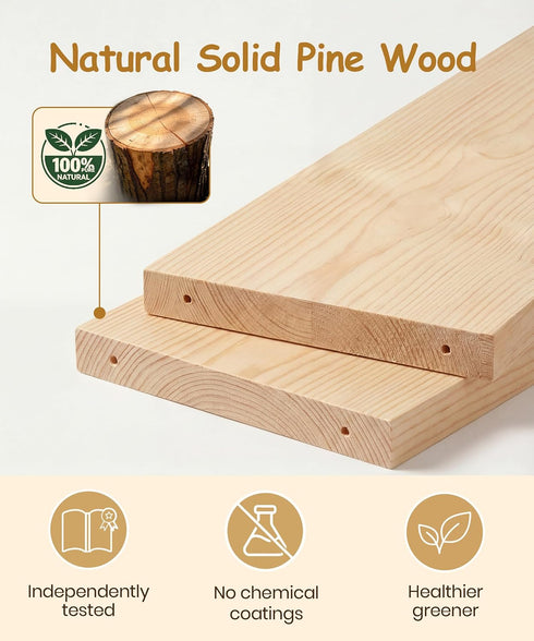 Set 3, Nursery Book Shelves for Wall of Natural Wood Bookshelves Wall Decor, Small Floating Shelf Organizer for Kids