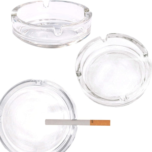 Fargus Glass Ashtrays for Cigarettes, Portable Decorative Modern Ashtray for Indoor Outdoor Use, Pack of 2 (Clear)