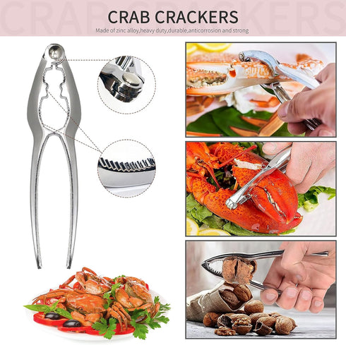 Reasmi Set 2 Cracker,2 Seafood,4 Forks,4 Shellers,2 Scissors,10 Candles,1 tool(25pcs) Crab Crackers and Tools with Crab
