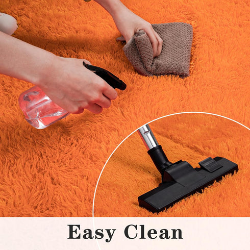 Super Fluffy Rug for Bedroom, 4x6 Feet Modern Shag Orange Area Rugs, Soft Plush Carpet for Kids and Teens
