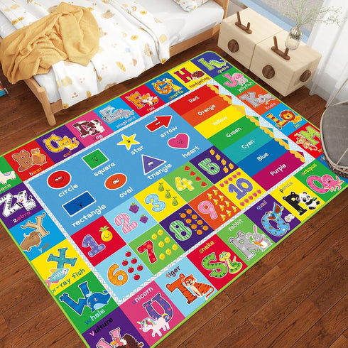 59x 39.4 inch Baby Play Mat Kids Rug for Playroom, Playtime Collection ABC, Numbers, Animals, Rainbow and Shapes