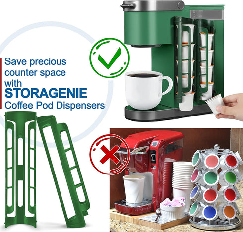 STORAGENIE Coffee Pod Holder for Keurig, Wall Mount K Cup Storage, Perfect for Small Counters (2 Pack/for 10 Pods)