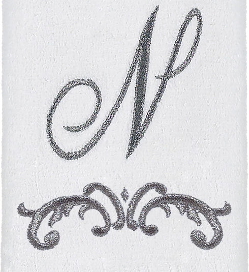 Avanti Linens Fingertip Towel, Soft Cotton, Scroll Design, Monogram Collection, Initial N