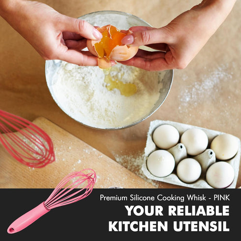 Chef Craft Premium Silicone Wire Cooking Whisk, 10.5 Inch in Pink