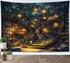 HVEST Fantasy Library Bookshelf Tapestry for Classroom Fairytale Tree Magic Bookshelf Wall