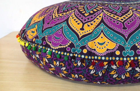 32 Inch INDIAN CRAFT CASTLE ICC Meditation Floor Pillow Cover, Round Large Pillow Cover Seating for Adults, Bohemian