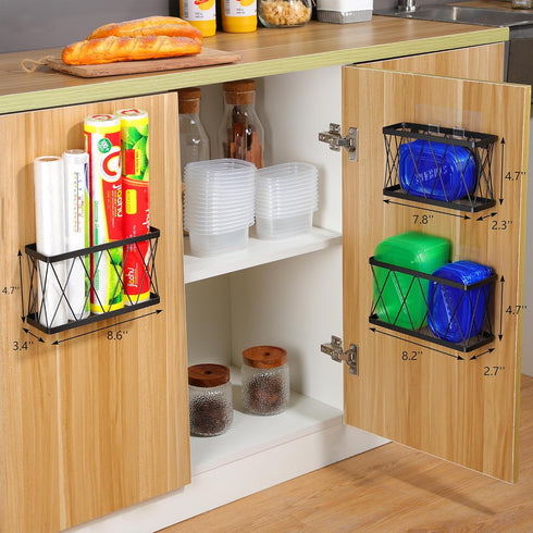 YIGII 3 Pack Adhesive Cabinet Organizer Storage, Wall Mounted Lid Organizer for Tupperware - Black Stainless Steel