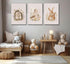 UNDDISINS 3 Pcs Animal Nursery Canvas Wall Art Watercolor Baby Animals with Wildflowers Painting Picture Wall Decor