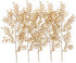 PASYOU Gold Fake Leaves Plants for Christmas Decor, 5 Pack Artificial Shrubs for Indoor Outdoor Decoration