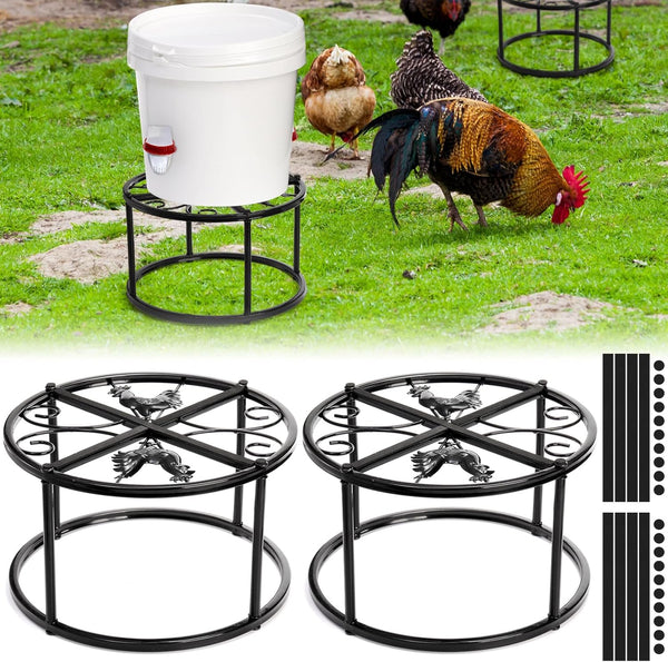 Cedilis 2 Pack Chicken Feeder Stand, Heavy Duty Iron Stand for Chicken