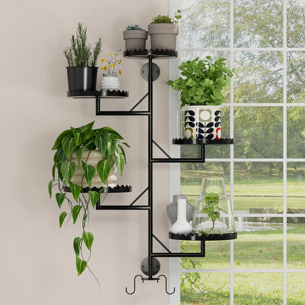 GcdPai Rotating Window Plant Shelves indoor 5-tier Metal Plant Stand, Wall Plant holder