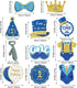 30 Pieces Mr Onederful Boys 1st Birthday Decorations - Blue and Gold Hanging Foil Swirls for Baby Boy First Birthday