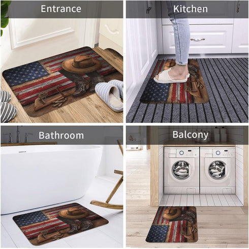 American Western Cowboy Carpet Playmat Rug 20"X32", Non-Slip Soft Rug for Living Dining Room Entrance Doormat