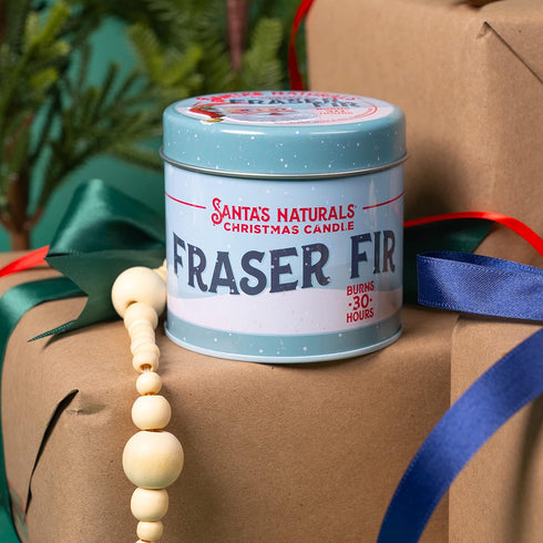 Santa's Naturals Fraser Fir Christmas Candle (9oz) | Authentic Pine Scent | Holiday Gift | Burns 30+ Hours | Made in