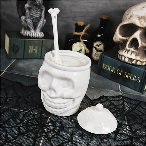 BELL BOOK AND CANDLE Sugar Skull Sugar Bowl - 12 Oz - Goth Valentines Day Decor, Spooky Gifts, Witchy Gifts