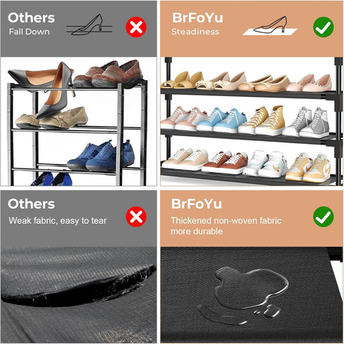 3 16-20 Closet, Tier Shoe Rack, Shoe Organizer Storage for Pair Boot and Sneaker, Stackable Free Standing Shoe Shelf