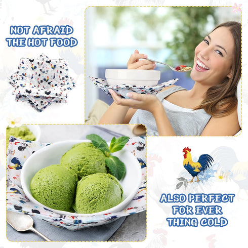 Cunhill Cotton Microwave Bowl Holders, Heat Resistant Bowl Potholders, Quilted Bowl Cozy for Soup, Multi Color