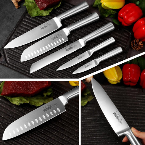 KOFERY 5 Piece Professional Kitchen Knife Set, Ergonomic Handle with High Carbon Stainless Steel Blades, Gift Box