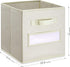 artsdi Foldable Fabric Cube Storage Bins Set of 10 with 10 Labels Window Cards & a Pen, Beige Baskets Containers for