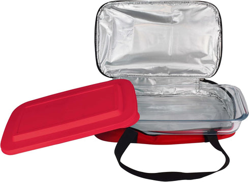 HW1236 Glass Casserole with Insulated Bag, Ideal for Picnic, Potluck, Hiking, Beach Trip