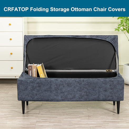Bands,M,08 CRFATOP Printed Rectangle Ottoman Stool Cover Stretch Folding Storage Footstool Bench Slipcovers Upholstered