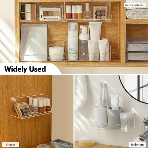 Poeland Wall Mounted Storage Organizer - No Drilling Bathroom Shelf, Clear Storage Box for RV