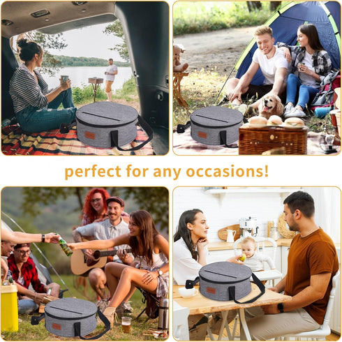 12V/24V/110V, Round Food Warmer Electric Casserole Carrier - Large Heated Lunch Bag for Car Truck, Thermos for hot food