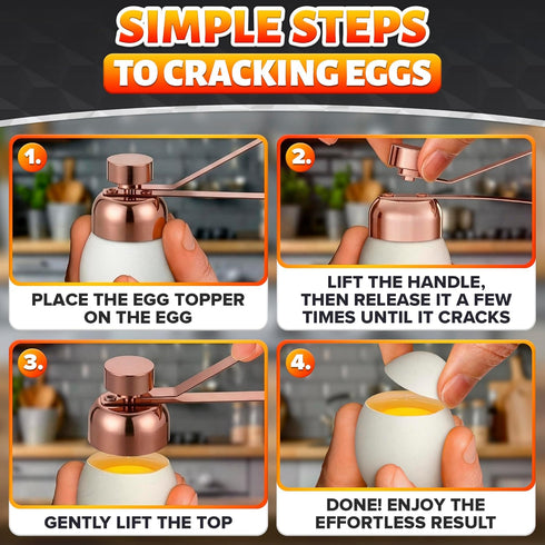 Egg Cracker Tool for Raw Eggs Egg Shell Opener for Soft-Boiled Shell Tops, Stainless Steel Topper with Ergonomic