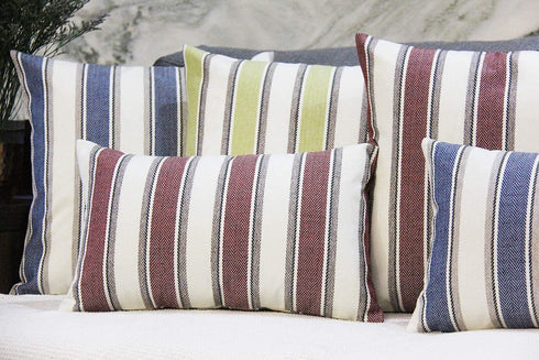 JOJUSIS Farmhouse Stripe Throw Pillow Covers, Pack of 2, 20 x 20 Inch, Blue