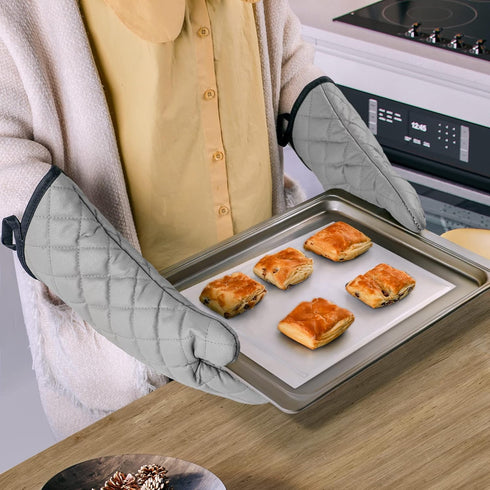 ARCLIBER Oven Mitts - 1 Pair of Terry Cloth Lining Heat Resistant Kitchen Gloves, 15 Inch