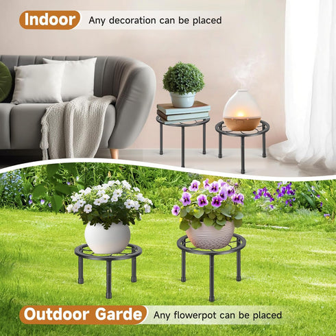 5 Pack Amaoot Metal Plant Stand, Iron Plant Stands for Indoor and Outdoor, Flower Pot Stands for Multiple Plant, Black