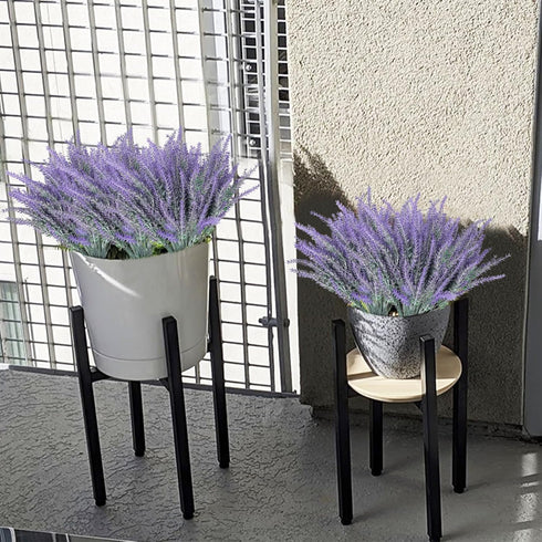 TURNMEON 12 Bundles Artificial Lavender Flowers, UV Resistant Faux Plastic Shrubs for Wedding Bouquet and Home Decor