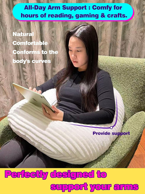 MIJIMO Setting Gaming Crochet Pillow for Lap Support Lap Desk Pillow in Bed or Sofa, U-Shaped Arm Pillows