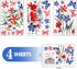 Mfault 4th of July Summer Wild Flower Patriotic Window Clings 4 Sheets, Red Blue Floral Butterfly America USA Stickers Decal Decorations, American Independence Day Home Kitchen Decor