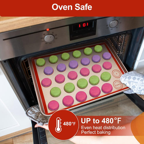 Silicone Baking Mat Set of 6, Non-Stick Food Grade Reusable Baking Mats, Round & Square Cake Mat, Easy Clean