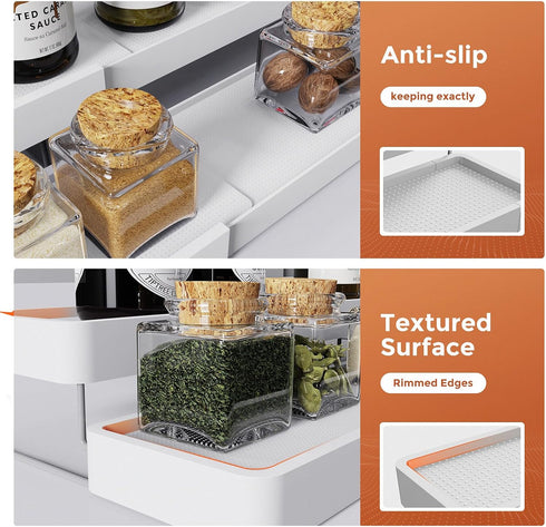 Expandable Spice Rack Organizer - 3 Tier Adjustable Cabinet Spice Organizer for Easy Visibility, White
