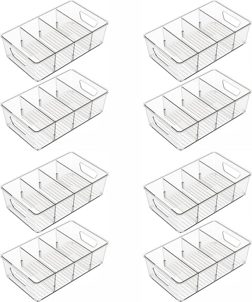 Yieach 8 Pack Stackable Snack Organizer for Pantry Shelf,Clear Pantry Organizers and Storage Bins